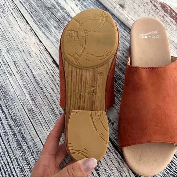 Dansko Sandals Maci Rust Coral Nubuck Leather Slip On Shoes Women - Picture 10 of 12